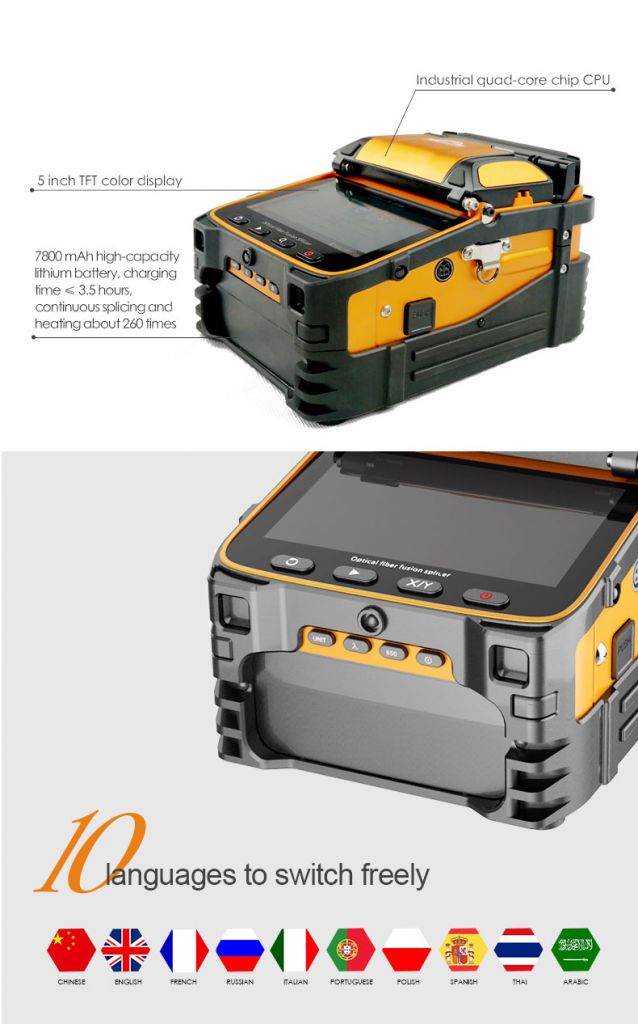 Six Motors AI-9 FTTH Optic Fiber Fusion Splicer Machine Built in Vfl and Optical Power Meter Function