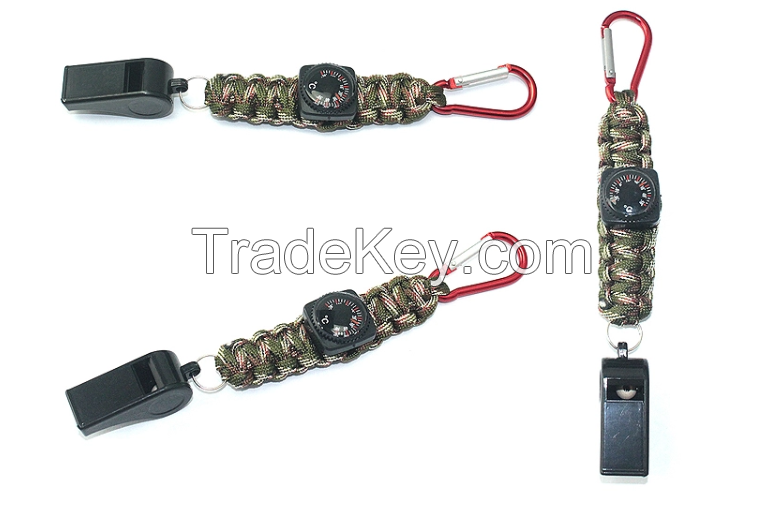 Outdoor survival 250 Paracord keychain climbing ring rope compass key chain