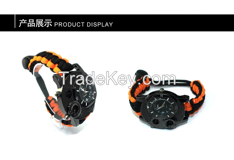 Wholesale Factory Paracord Accessories Paracord Survival Watch, Factory Sale Cheap Camping Gear Watch Men