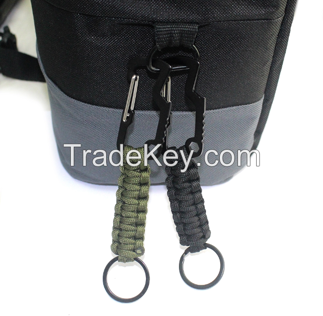 survival climbing button carabiner paracord keychain, paracord keyring for paracord Mountain buckle camping