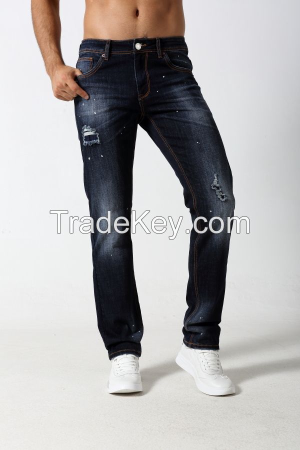 Men's Slim straight jeans with super wash treatment