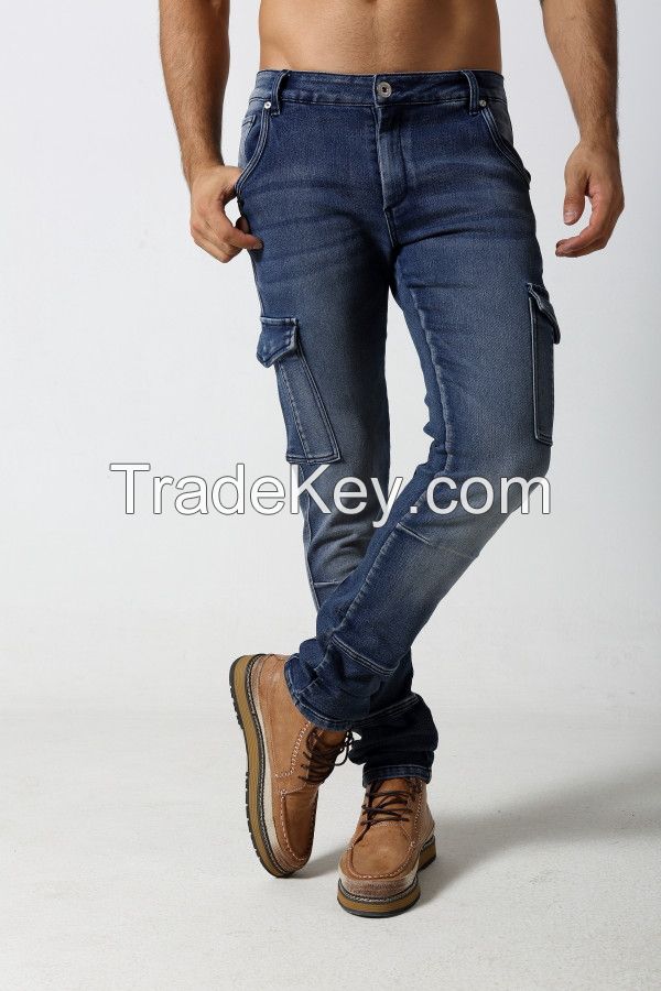 Men's slim blue cargo pant