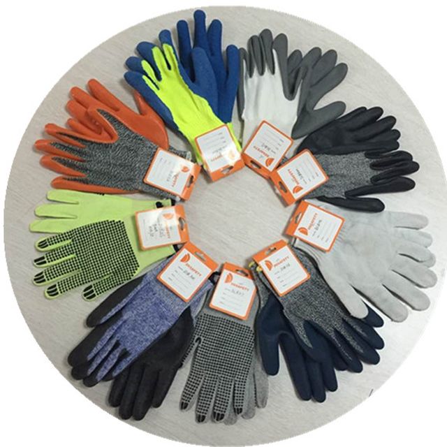 Yellow Liner and Blue Latex Coating Labor Gloves