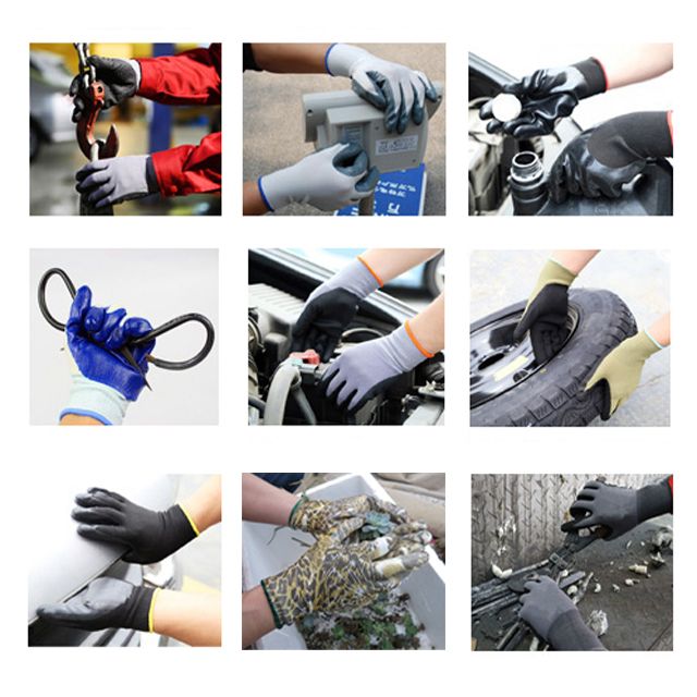 13G polyester/nylon black nitrile coated smooth finished work glove