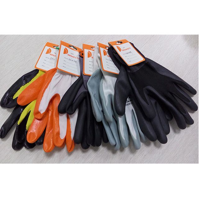 13G polyester/nylon black nitrile coated smooth finished work glove