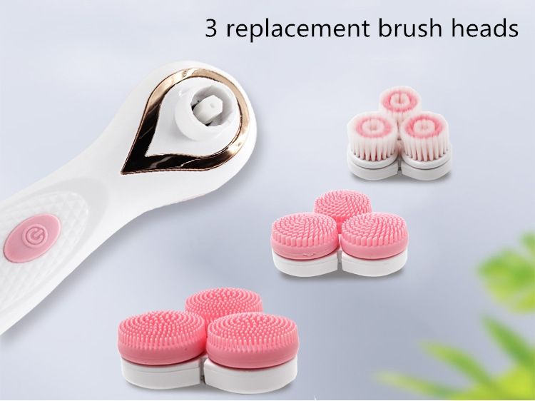 3 in1 Powered Sonic facial brush 3 Wheels Rotating head Waterproof pore cleaning AE-878 Spa massager