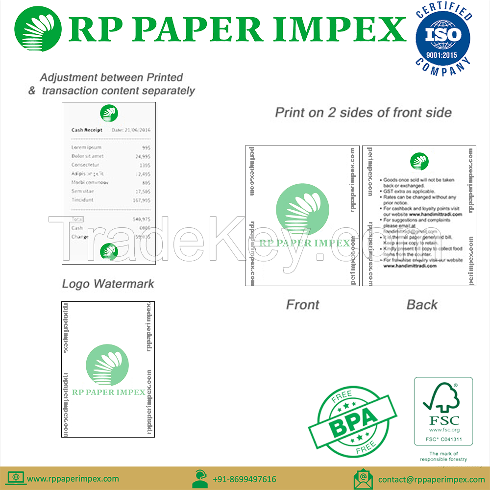 Till Paper Rolls, Thermal, 80 mm x 80 mm customised, High Quality Manufacturer Exporter Supplier India