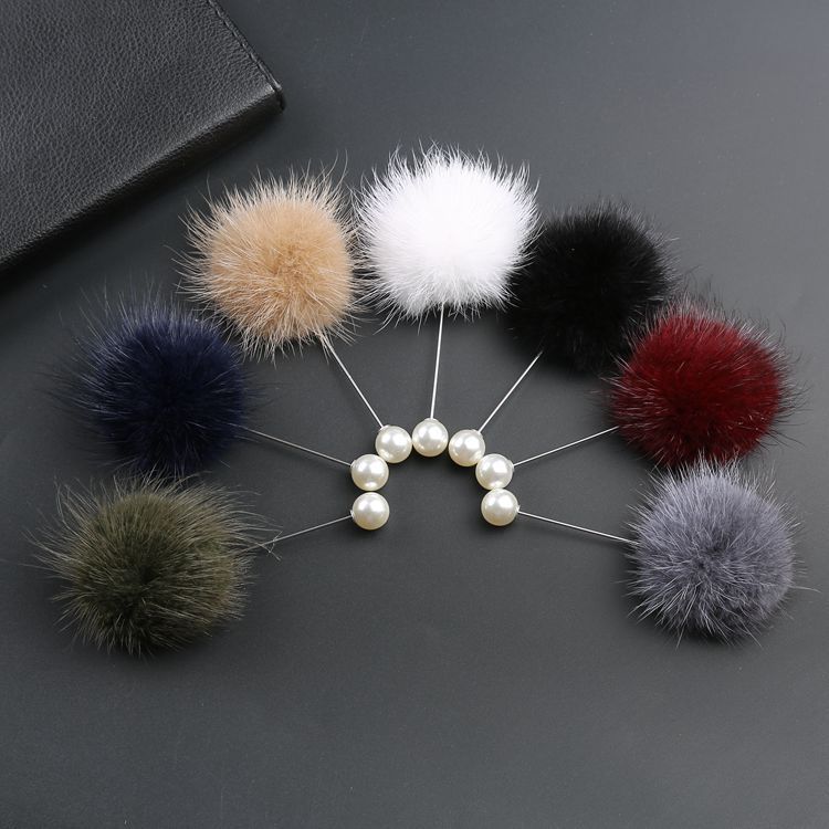 Brooches for Women&#039;s Accessory Pin Long Needle Lovely Mink Fur Ball Brooch Set Luxury Brooch Pin Cc Brooch Gifts for Men 