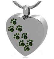 D-748 heart paw print pet cremation Keepsake jewelry