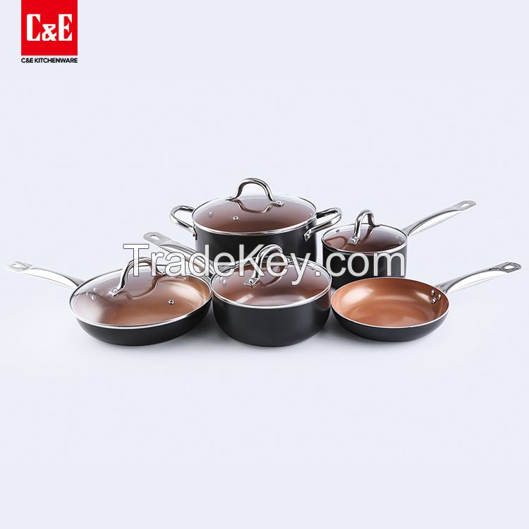 Aluminum non-stick best kitchen induction cooking pots. 8pcs cookware