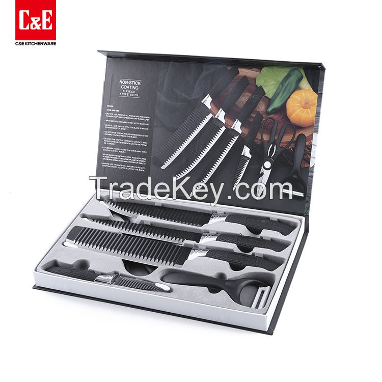 6pcs stainless steel gift box kitchen knife set 