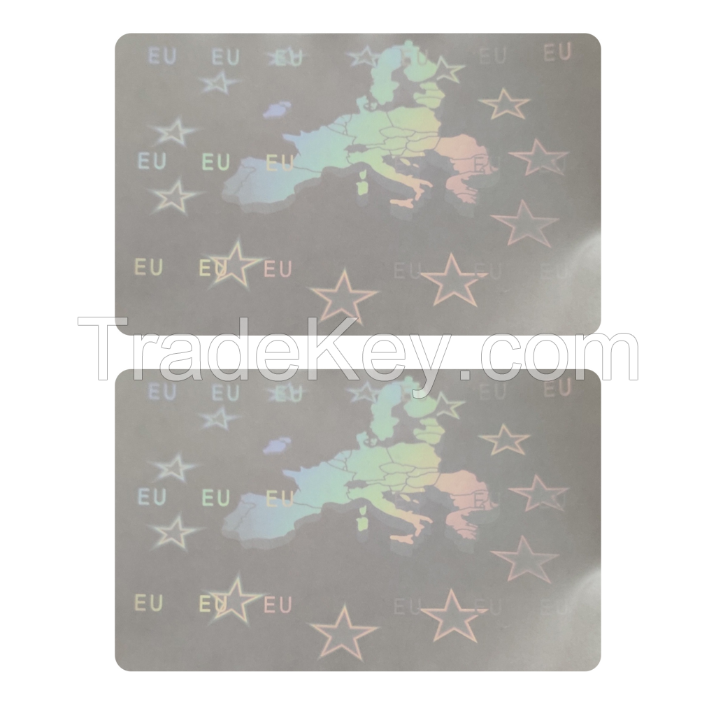 86*54mm Clear Transparent Custom Adhesive Hologram Overlay Sticker for ID Cards