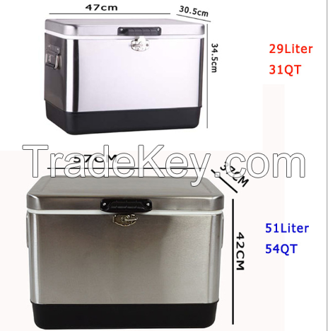 Stainless Steel Vacuum Insulated Hard Cooler 31QT/54QT Cooler Box Custom Logo Beer Box 