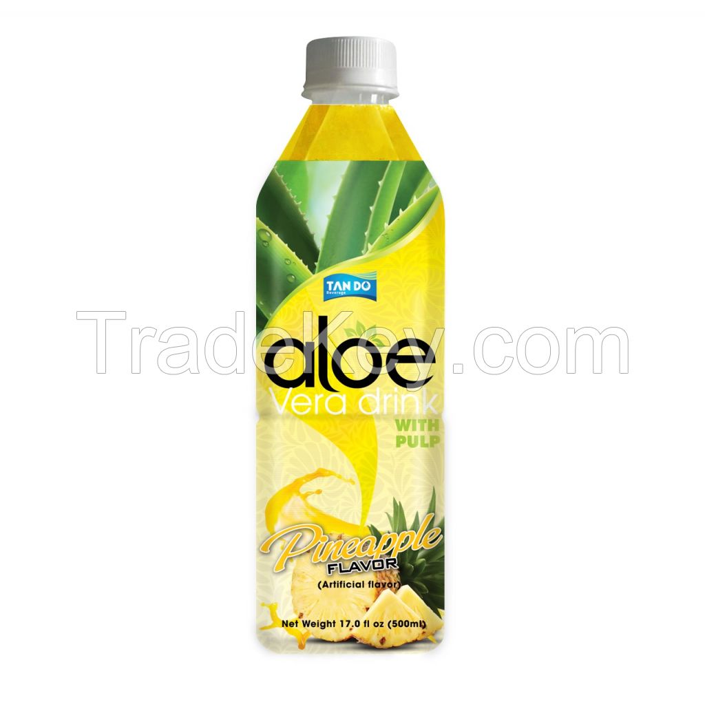 Aloe Vera Drink with Pulp with pineapple flavor in PET bottle 500ml