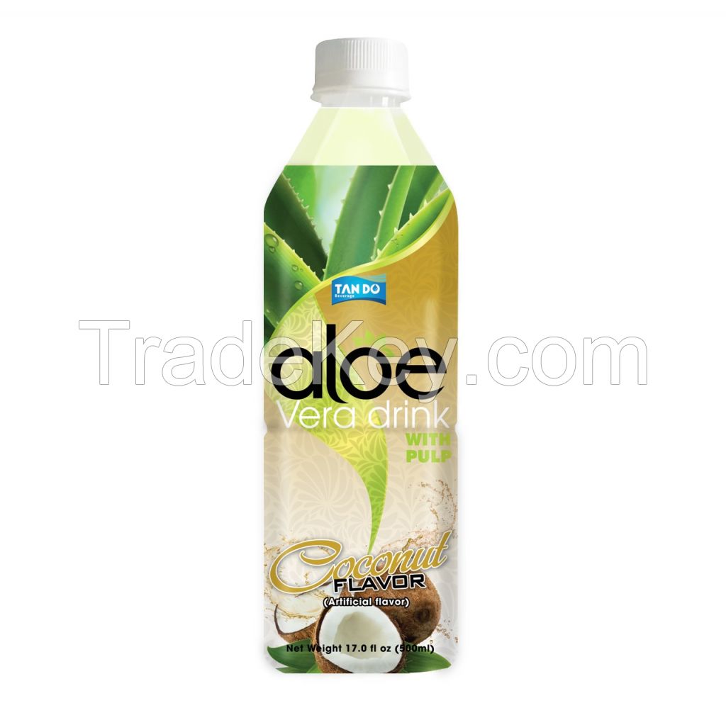 Aloe Vera Drink with Pulp with coconut flavor in PET bottle 500ml