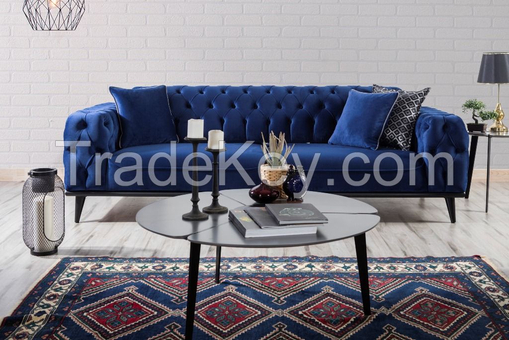 Hot sale Modern Design living room sofa set living room furniture with four set 2x triple sofa 2x single arm chair