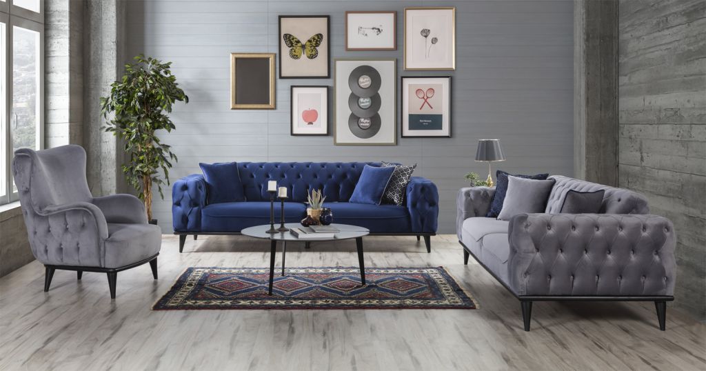 modern sofa set living room furniture with four set 2x triple sofas 2x single bergeres