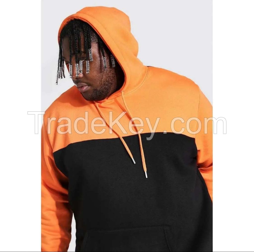 Orange/Black Men's Panel Design Hoodies