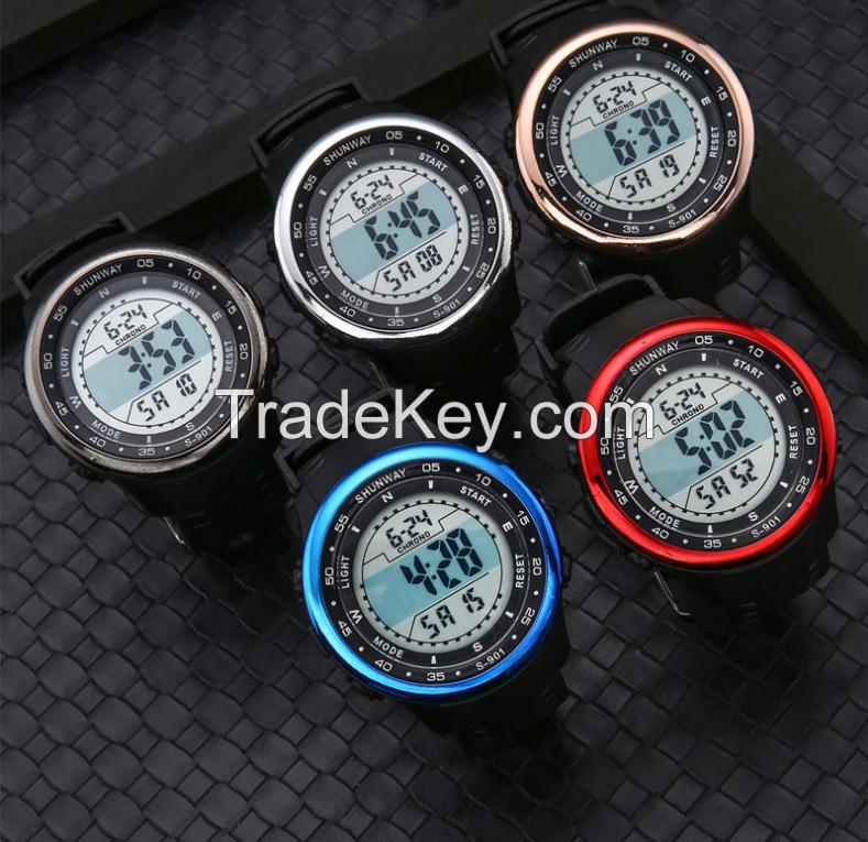 Round simple digital watch outdoor waterproof sports watch student youth male watch cross-border hot sale