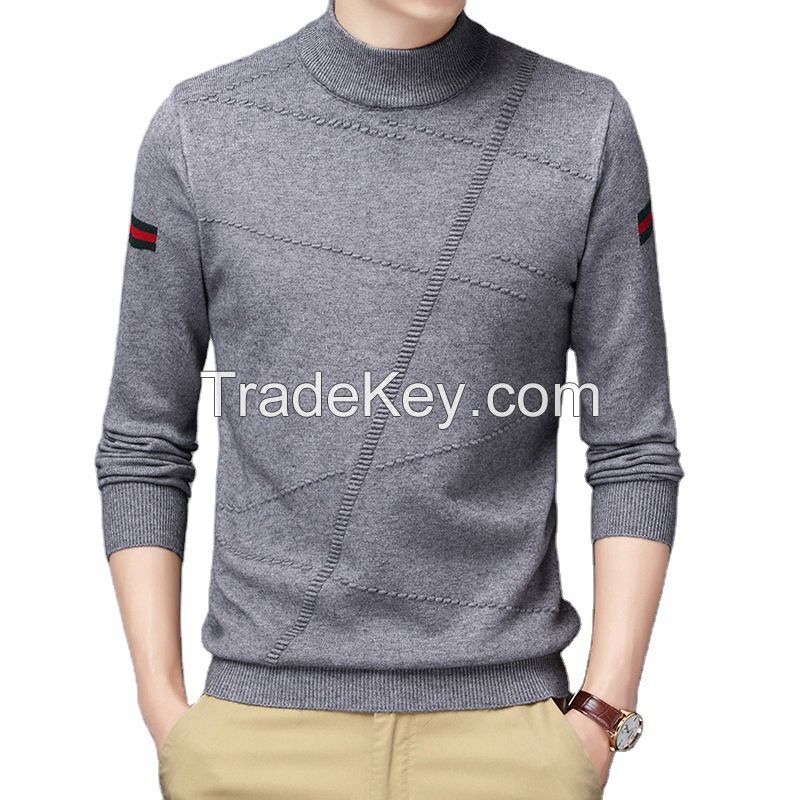 2021 Custom New men&apos;s sweater knitwear men half high neck pullover knit jumpers winter cotton K