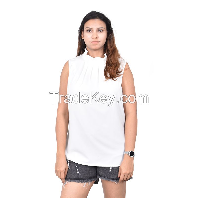 Women short sleeve t-shirt Tank Top Shirts Spandex Solid Color T Shirts white Sleeveless T-Shirt