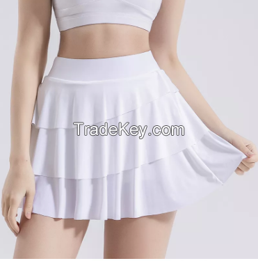 Ladies Sports Fitness Running Sports Skirts High Waist Pockets Women Gym Skirts