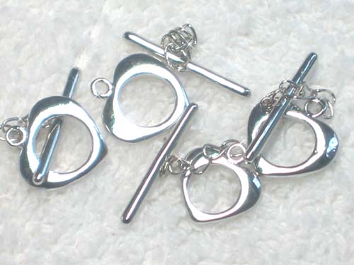 Silver Heart Clasp 50pcs 18kgp