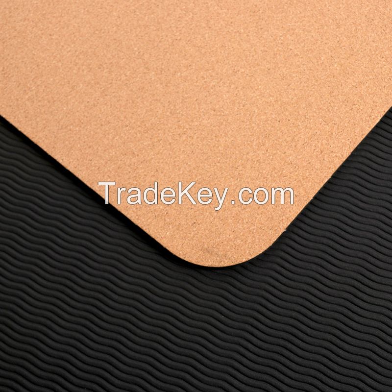 Wholesale manufacturer eco friendly tpe cork rubber natural Cork Yoga Mat