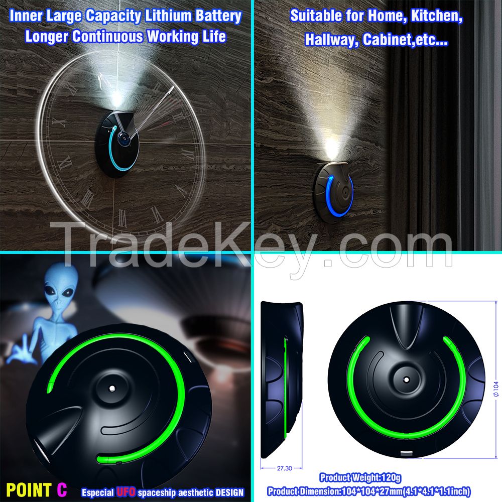 UFO Motion Sensor Night Light Indoor, Motion Activated Night Light, Auto Sensing Nightlights, Hang On The Wall Motion Sensing Night Light for Home, Kitchen, Hallway, Cabinet, Stairs, Bathroom