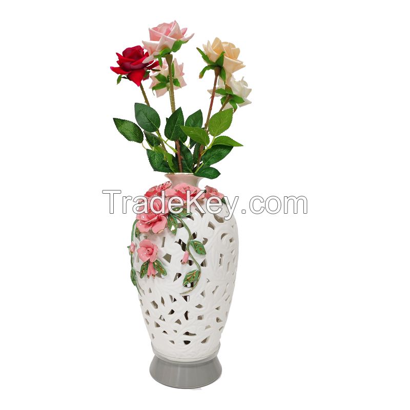 Hollow Vase Night Light Remote Control Night Lamp Vase Lamp Flowers Home Decor for Bedroom Reading Living Room Party Special Gifts