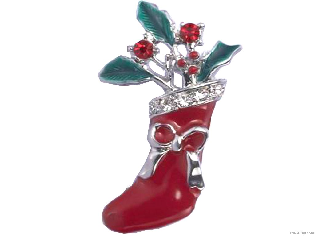 Fashion Christmas Boot Brooch