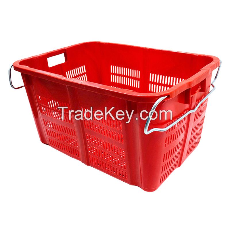 Plastic basket with metal handle