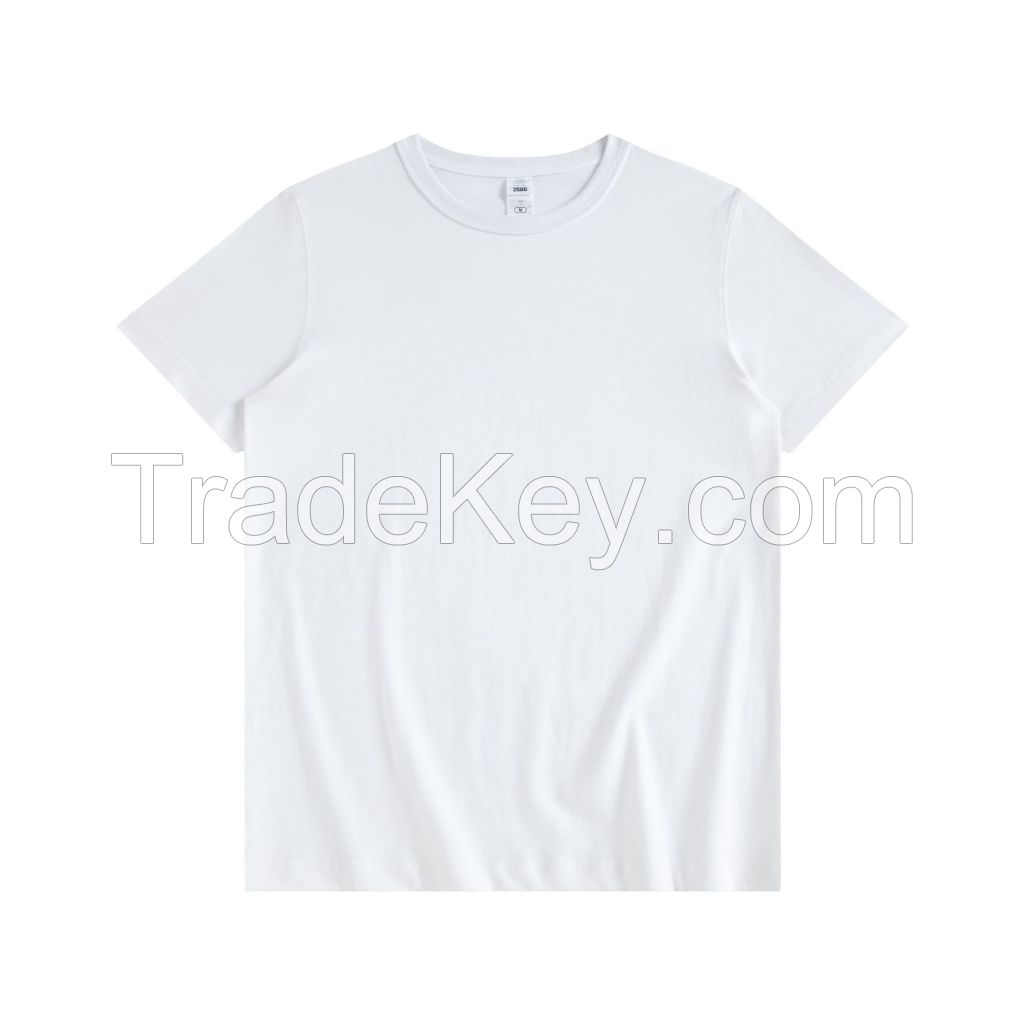 250g carbon brushed round neck short-sleeved t-shirt pure cotton