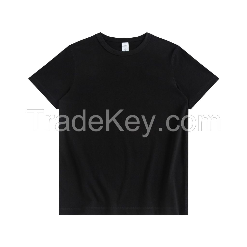 250g carbon brushed round neck short-sleeved t-shirt pure cotton