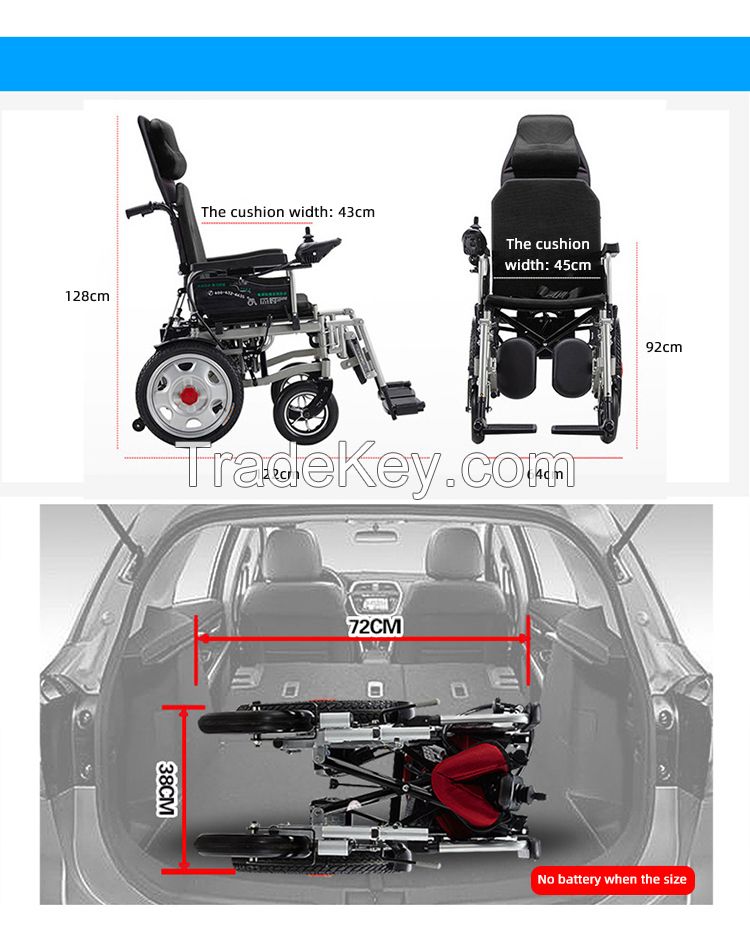 Lithium Battery Adjustable Height Foldable Multifunction Electric Wheelchair