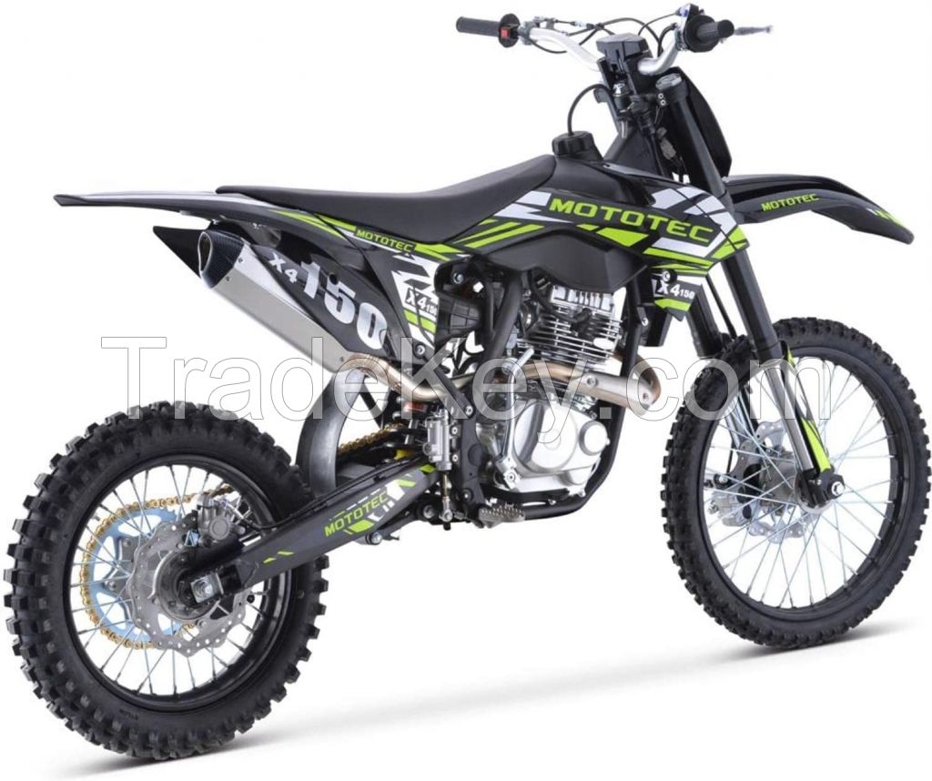 MotoTec X4 150cc 4-Stroke Gas Dirt Bike Black, 76x32x47