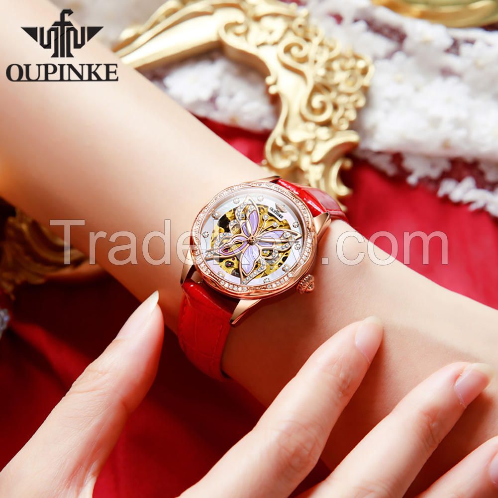 OUPINLE 3239 Series Mechanical Skeleton Watches Women Wrist Luxury Watch Custom Logo Women Ladies Watches Brands Luxury