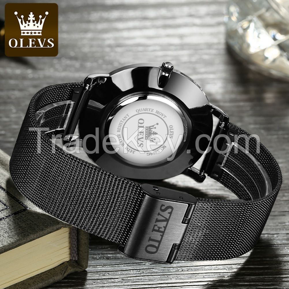 OLEVS 5869 Fashion Business Lightweight Quartz Watch Stainless Steel Milan Strap Waterproof Men's Watch