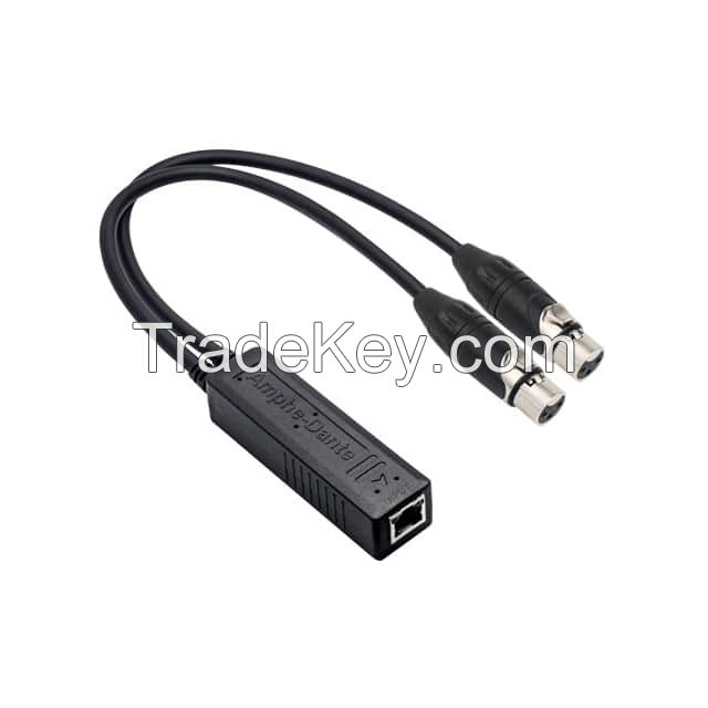 XLR Female (2) to RJ45, 8p3c Black Round Unshielded