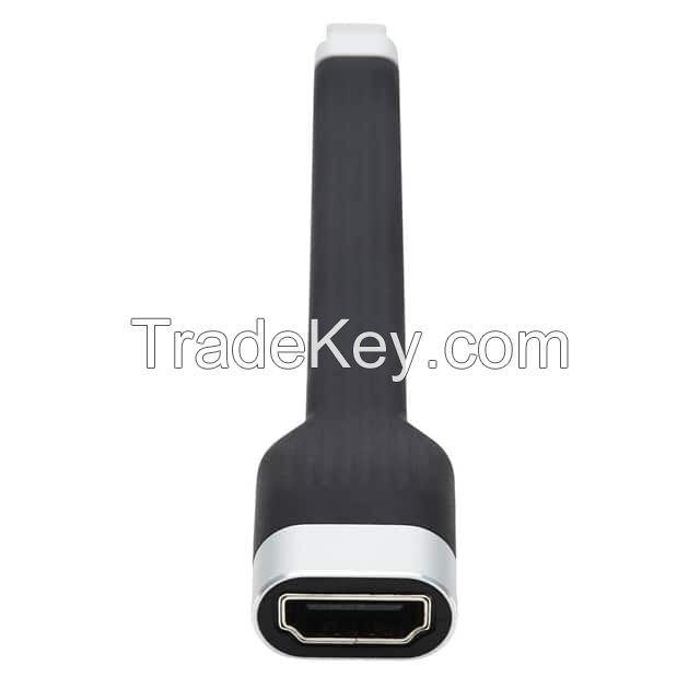 USB C Male Plug to HDMI-A Female Black Flat Unshielded