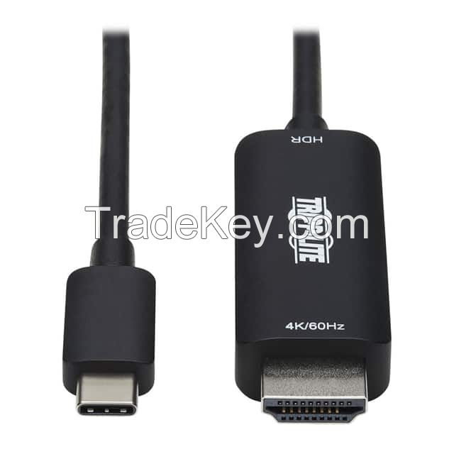 USB C Male Plug to HDMI-A Female Black Round Unshielded