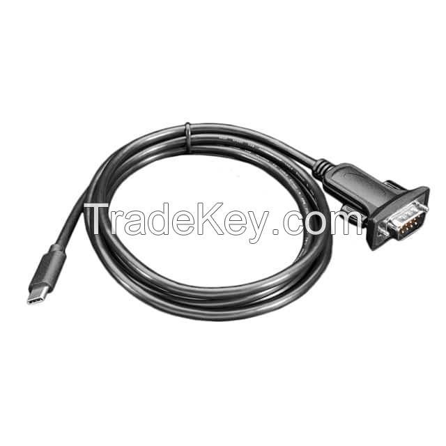 USB C Male Plug to D-Sub 09 pos Male Black Round Unshielded