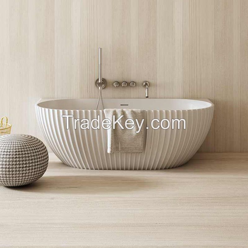 China Luxury Fluted Freestanding Solid Surface Bathtub Manufacturer | Monblari