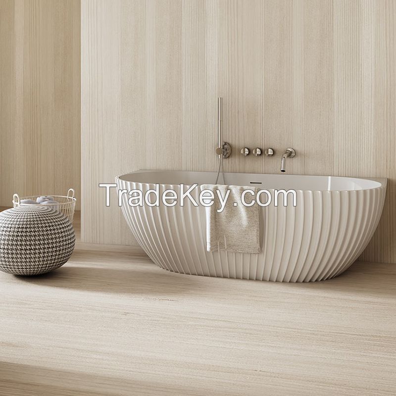 China Luxury Fluted Freestanding Solid Surface Bathtub Manufacturer | Monblari