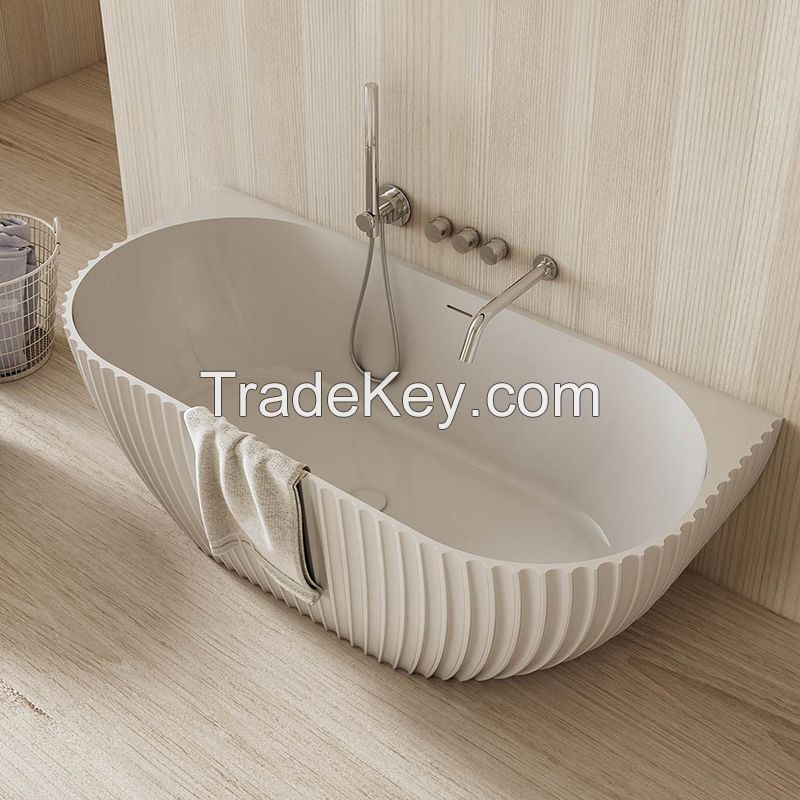 China Luxury Fluted Freestanding Solid Surface Bathtub Manufacturer | Monblari