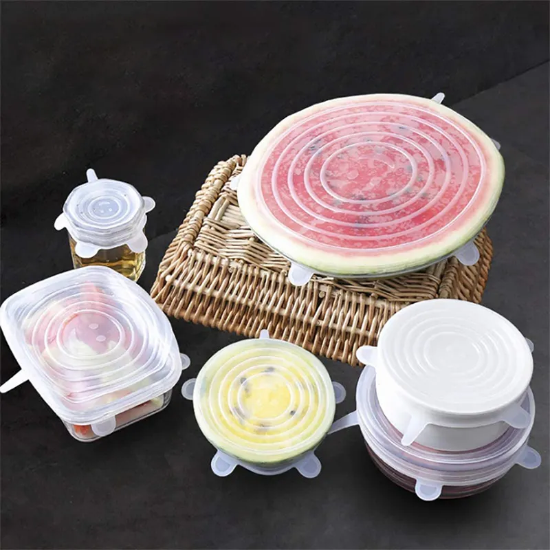 14 pcs Stretchy Food Lids, Reusable Silicone Stretch Lids for Food/Bowls/Containers/Jars,Microwave &amp; Dishwasher Safe