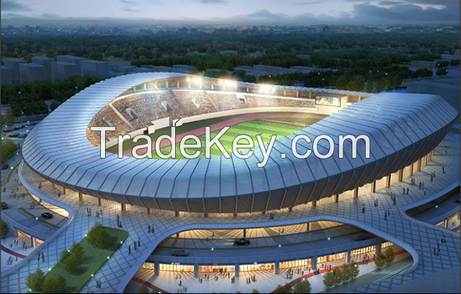 PTFE tensile membrane stadium roof with steel structure