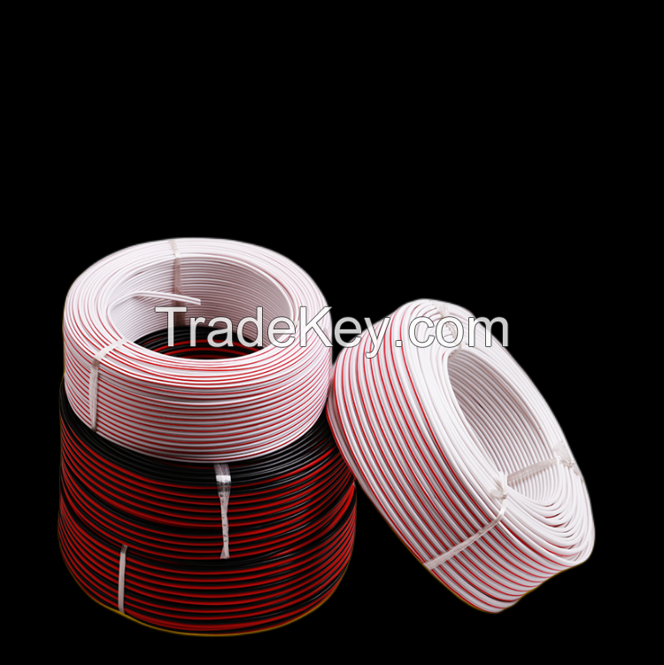 Pvc Insulated Cord Twin Flat Wire Conductor CU/CCA Red-Black/Transparent Speaker Cable Wire