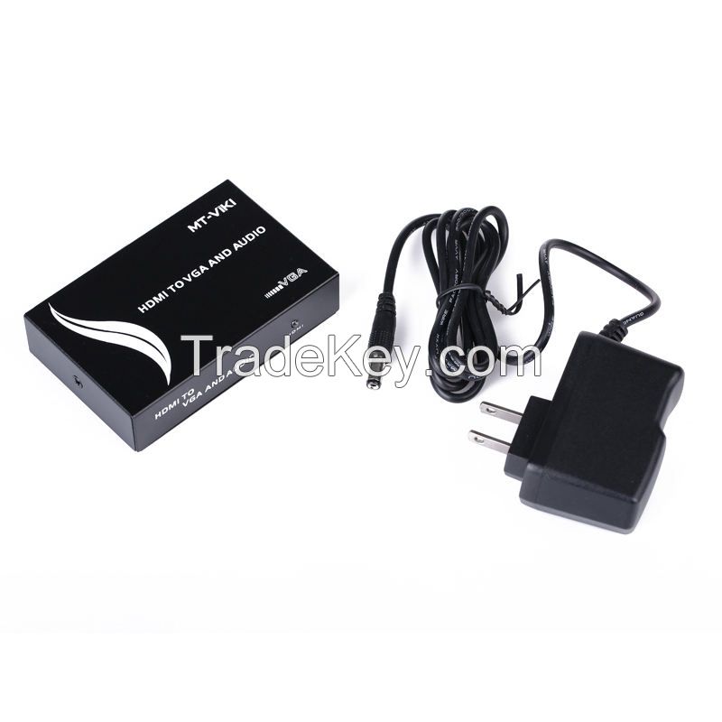 1080p Digital to Analog Adapter Compatible with HDCP HDMI to VGA Audio Converter for PC to TV TV to Projector