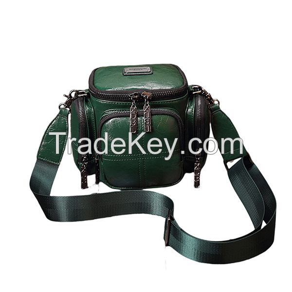 Stylish Retro Waterproof Casual Camera Bag Large Capacity Leather Messenger Bag Long Strap Crossbody Bag Lovely Cute Sling Bag Exquisite Satchel Bright Bucket Bag